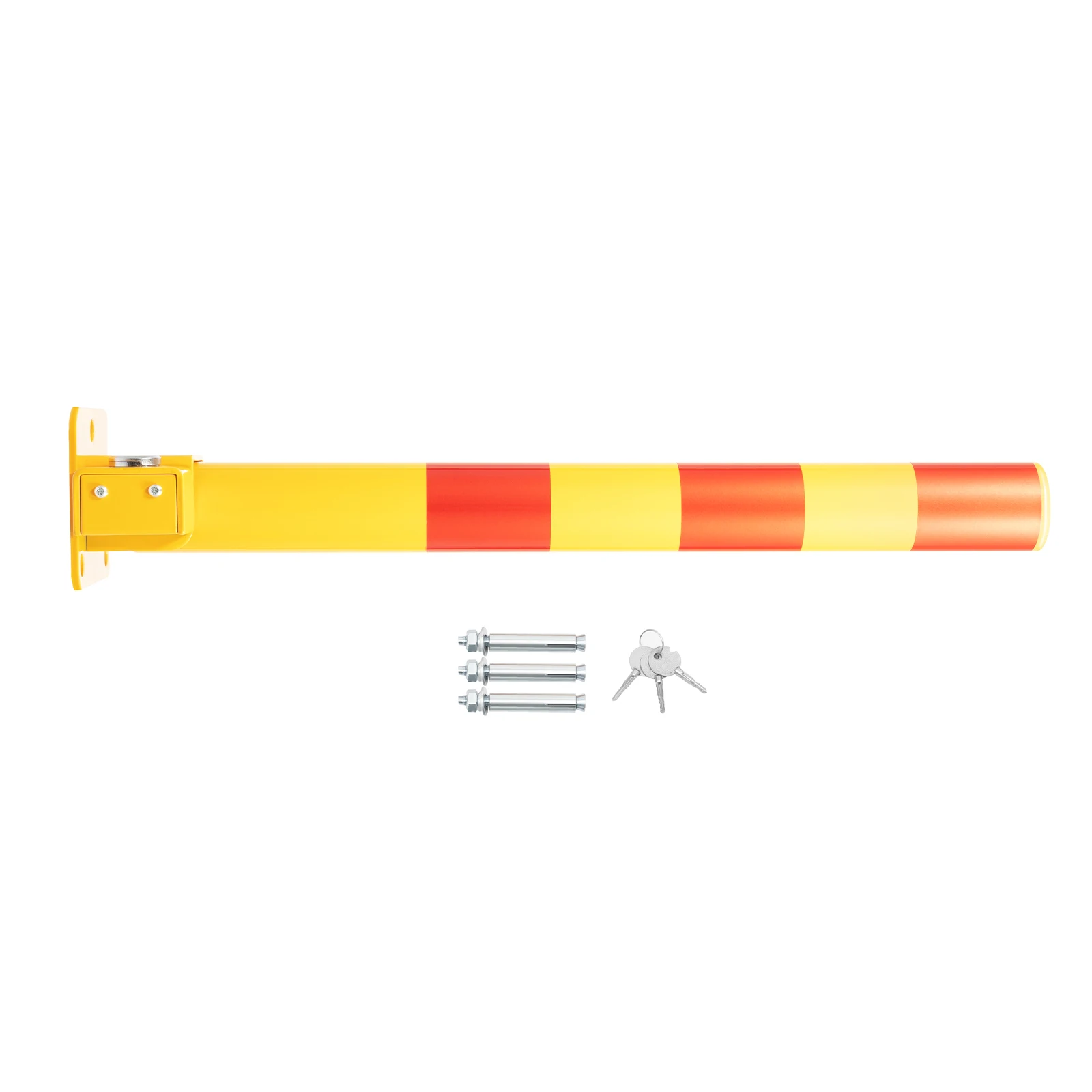 Parking Barrier Parking Lock Folding Heavy Metal Parking Obstacle Pile with Warning Stripes, Parking Piles