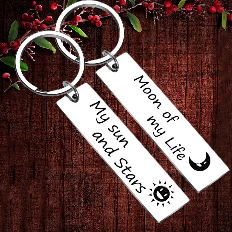 Charm Couple Valentine's Day Gift Keychain Pendant Star Moon Key Chain Keyring Moon of My Life My Sun and Stars