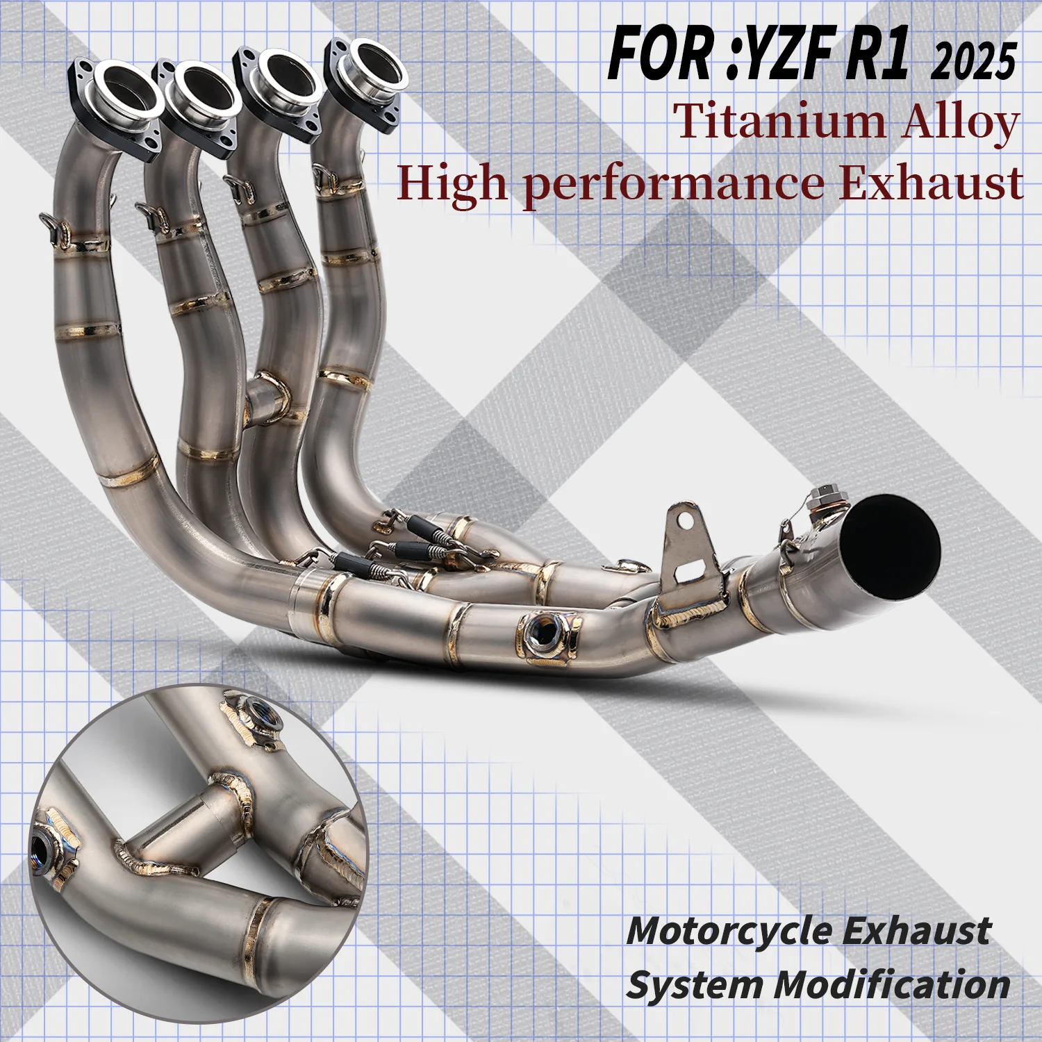 

For YZF R1/R1M 2025- Full Ti. alloy High performance motorcycle exhaust system modification with 60mm escape muffler for YZF-R1
