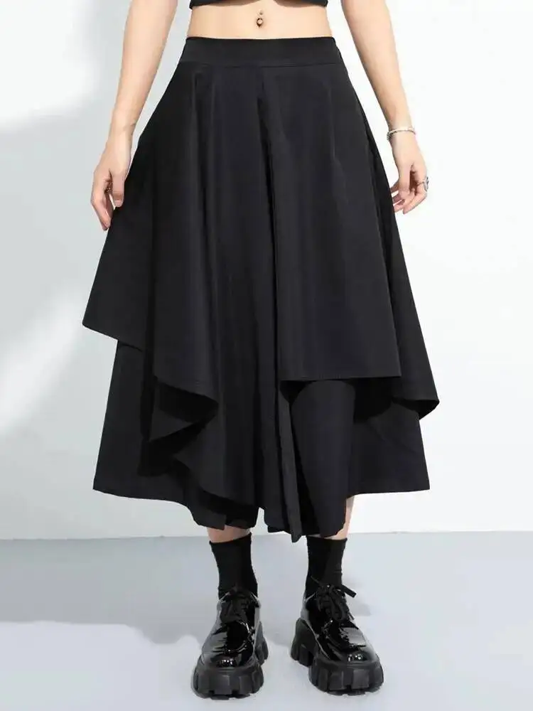 

Waist High Elastic Black Irregular Spliced Wide Leg Pants New Trousers Women Fashion Spring Autumn 2026 9Z56