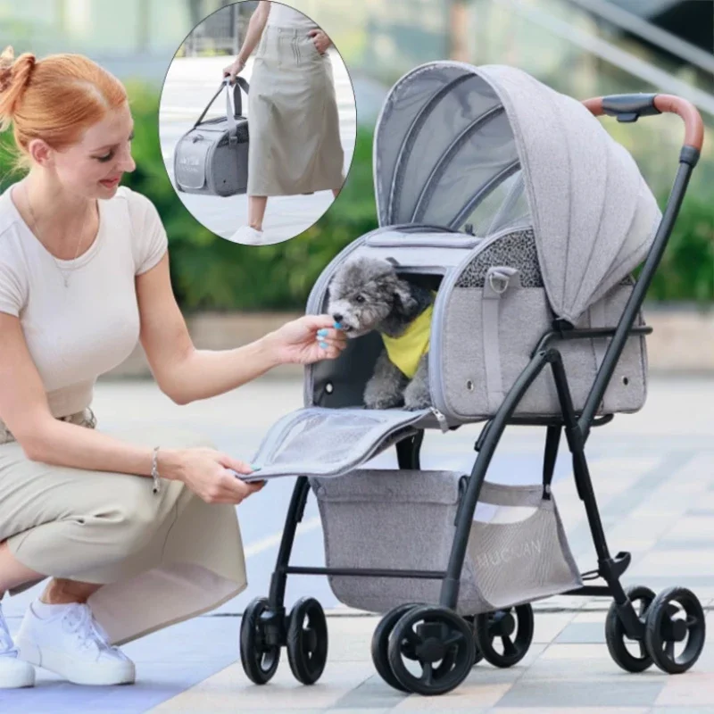 2-in-1 multifunctional pet bag Lightweight and foldable dog stroller Breathable pet handbag Pet stroller for outdoor outings