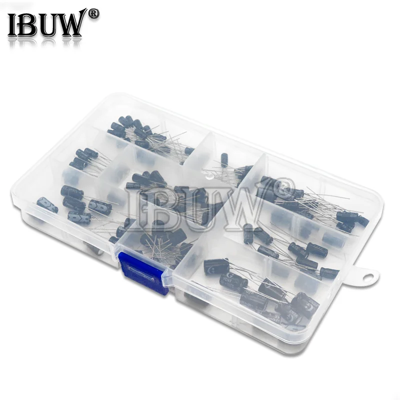 120PCS/lot 12values 1uF-470uF Aluminum Electrolytic Capacitor Assortment Kit 16V-50V electrolytic capacitors assortment box set