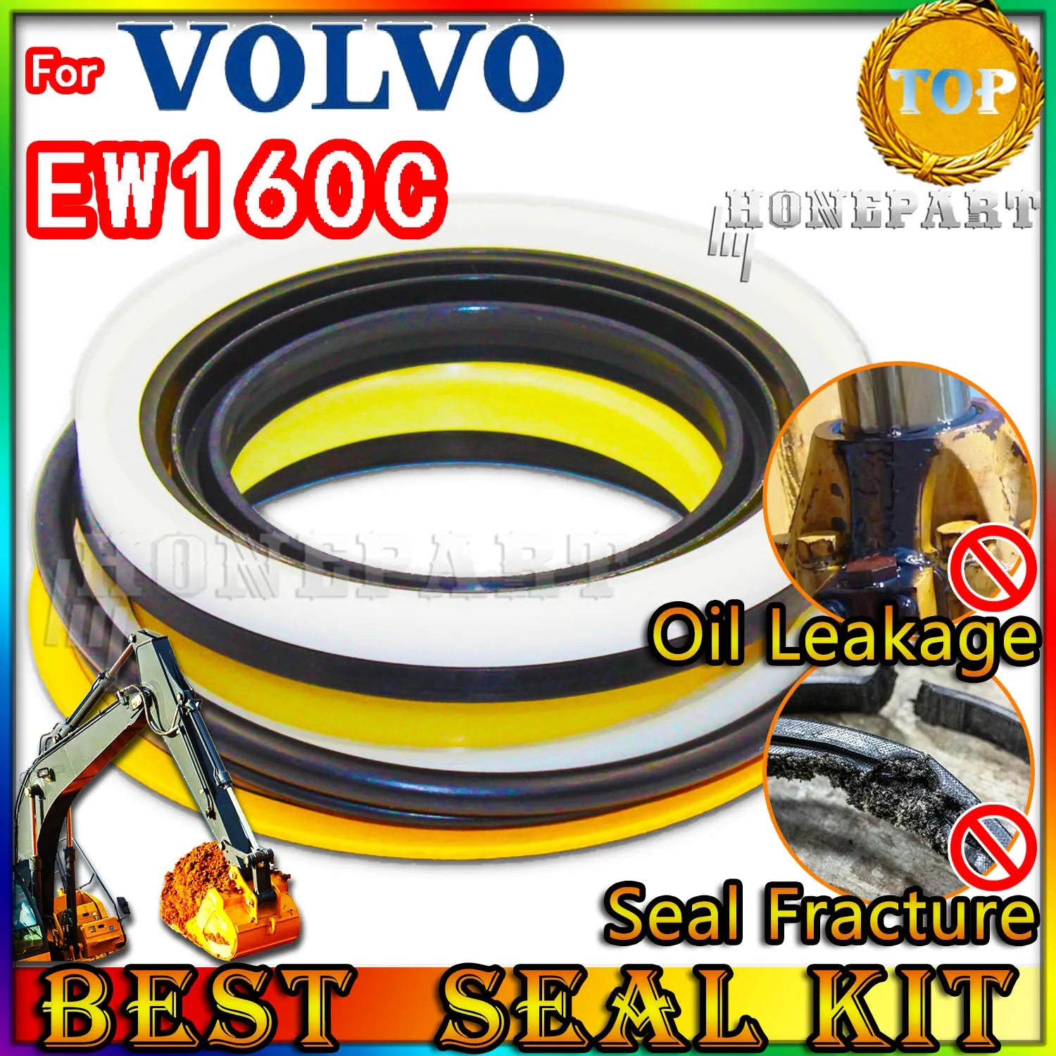 For VOLVO EW160C Oil Seal Repair Kit Boom Arm Bucket Excavator Hydraulic Cylinder Best Reliable Mend proof Center Swivel Pilot