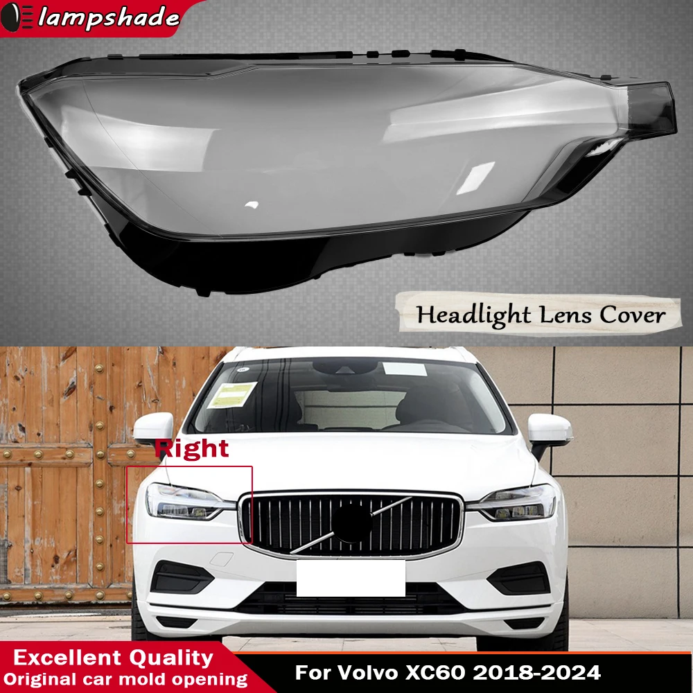

Для Volvo XC60 2018-2024 автомобильная передняя фара, крышка фары, прозрачный абажур, линза из плексигласа, автомобильные аксессуары