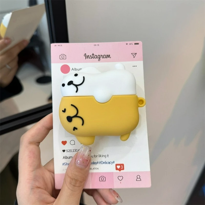 غطاء حماية ناعم من السيليكون الكرتوني لهاتف Redmi Buds 6 lite سماعة أذن بلوتوث لاسلكية حقيقية مع خطاف