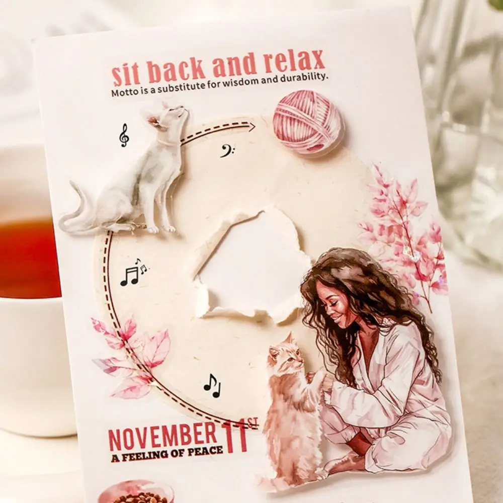 20 Sheets Girls Life Theme Stickers DIY Collage Decorative Have a Good Day Girls Handbook PET Durable Paper Scrapbook