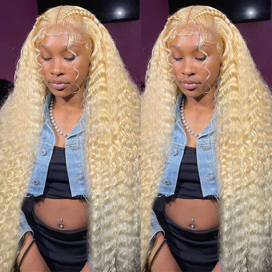 613 Blonde Curly Deep Wave Human Hair Wigs 5x5 Glueless Ready To Wear 13x6 HD Lace Frontal Wig Pre-bleached 250 Density