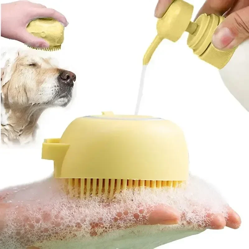 

Pet Dog Shampoo Brush Cat Massage Comb Grooming Scrubber for Bathing Short Hair Soft Silicone Rubber