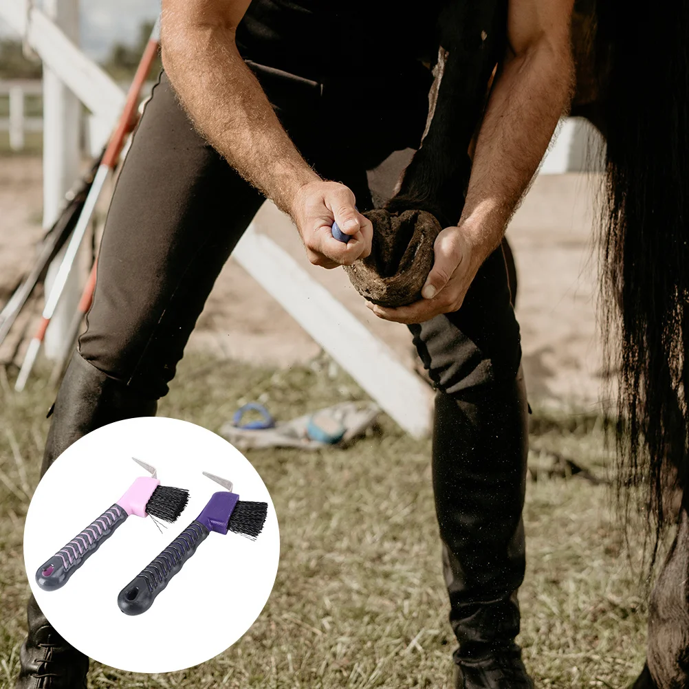 

2Pcs Horse Hoof Cleaning Tool Multifunctional PP Tpe Material Stiff Bristles Scrub Horseshoes Grooming Supplies
