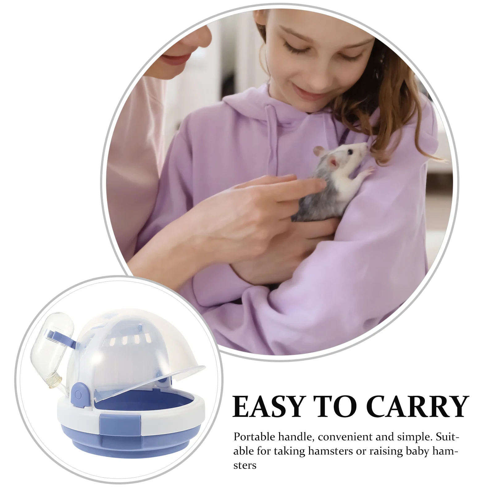 

Small Pet Carrying Cage Handle Design Transparent Durable Hamster Travel Cage Portable Breathable Carrier for Outdoor Trips