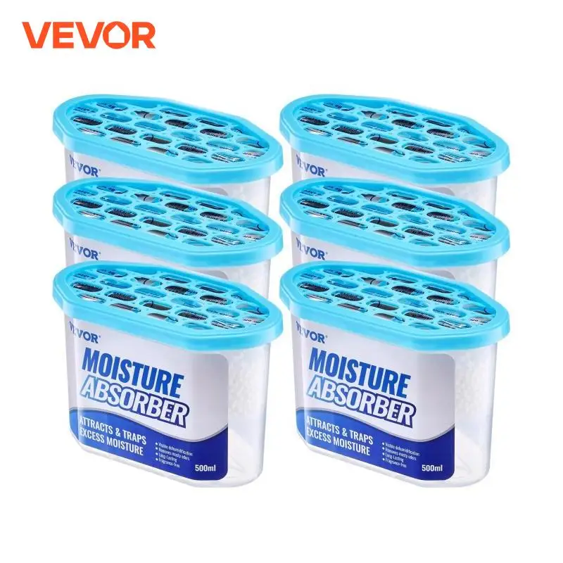VEVOR صناديق امتصاص الرطوبة 10.8 أوقية صناديق امتصاص الرطوبة العطر الحرة مزيل الرطوبة للحمام خزانة المطبخ 6 حزمة