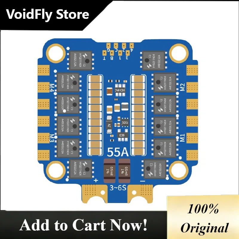 VoidFly CYGJ-For BAYCKRC FPV ESC AM32 55A 3-6S 4IN1 ESC For RC FPV Freestyle Racing Drone Quadcopter Drone Parts