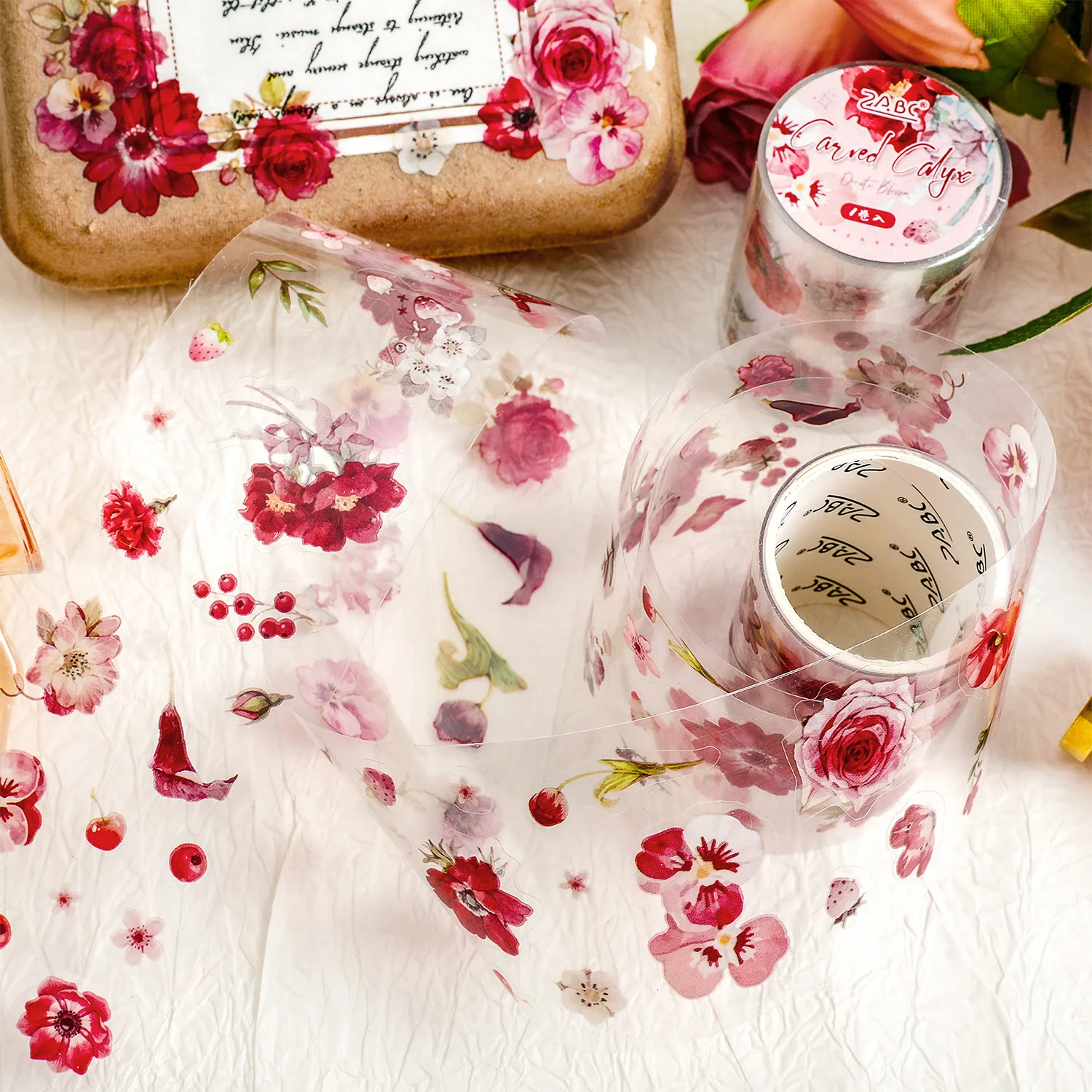 2 Meter Flower PET Die Cut Sticker Tape for Journal Scrapbook Planner DIY Craft Exquisite Blossom Adornment