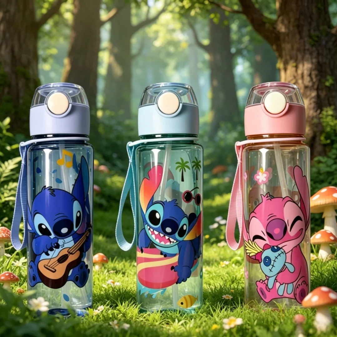 3D Printed Cartoon Pattern Water Bottle, Durable Reusable, Adorable & Fun, LightweightTravel Kettle, Sturdy Plastic Cute Travel