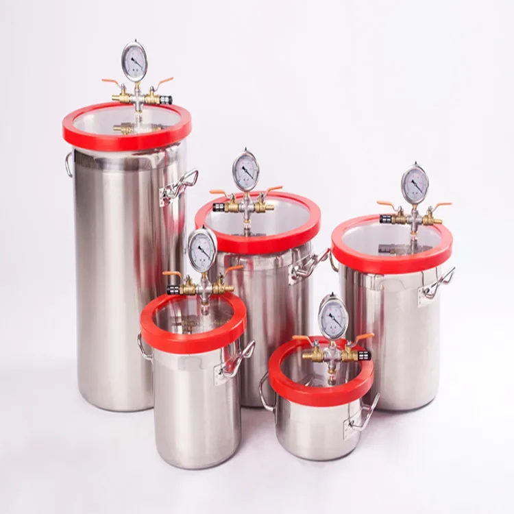 Hot Selling Various 0.8/ 1/ 1.5/ 3/ 5/ 6/ 7/ 7.6 Gallon Stainless Steel Vacuum Chamber Kit Degassing Acrylic Lid 1/2