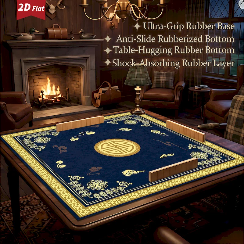 VIKAMA Mahjong Table Mat Square Anti Slip Noise Reduction Quick Absorbent Mat Poker Board Game Home Decoration