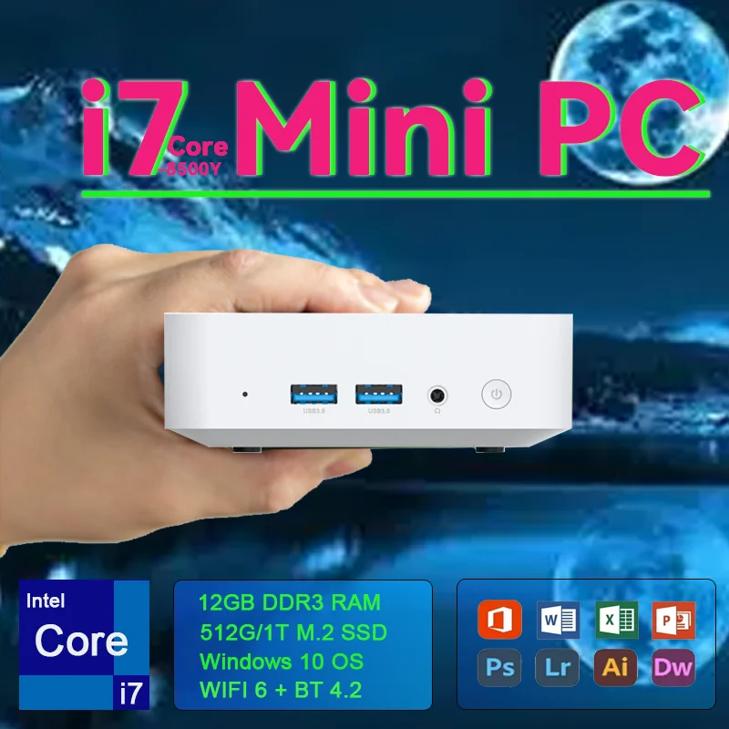 

New Arrival Mini PC Intel Core i7 Windows 10 Mini Computer 12GB LPDDR3 2TB M.2 SSD Gaming PC 4K HD WIFI 6 BT4.2 Portable Desktop
