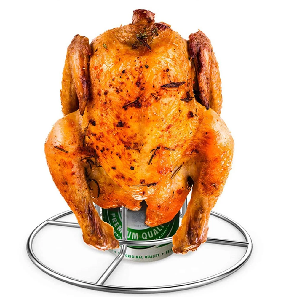 

2pcs Foldable Beer Rack Round Chicken Grilling Stand Stainless Steel Outdoor Roasting Shelf High Temperature Resistance Easy