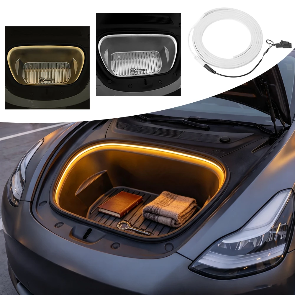 For Tesla Model 3 2021-2023 Model Y 2024 Front Trunk Brighten LED Strip Waterproof Flexible DIY Flexible Front Rear Trunk Light