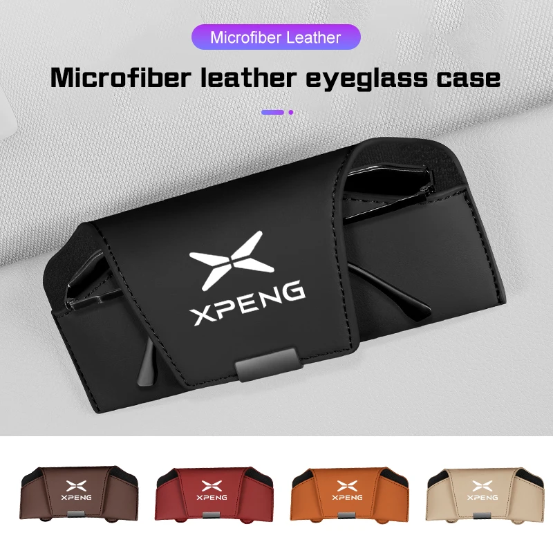 

For Xpeng G6 P7 P7i G9 P5 G3 G3i X9 X2 N5 F30 Universal Magnetic Leather Car Visor Glasses Box Sunglasses Holder Car Accessories