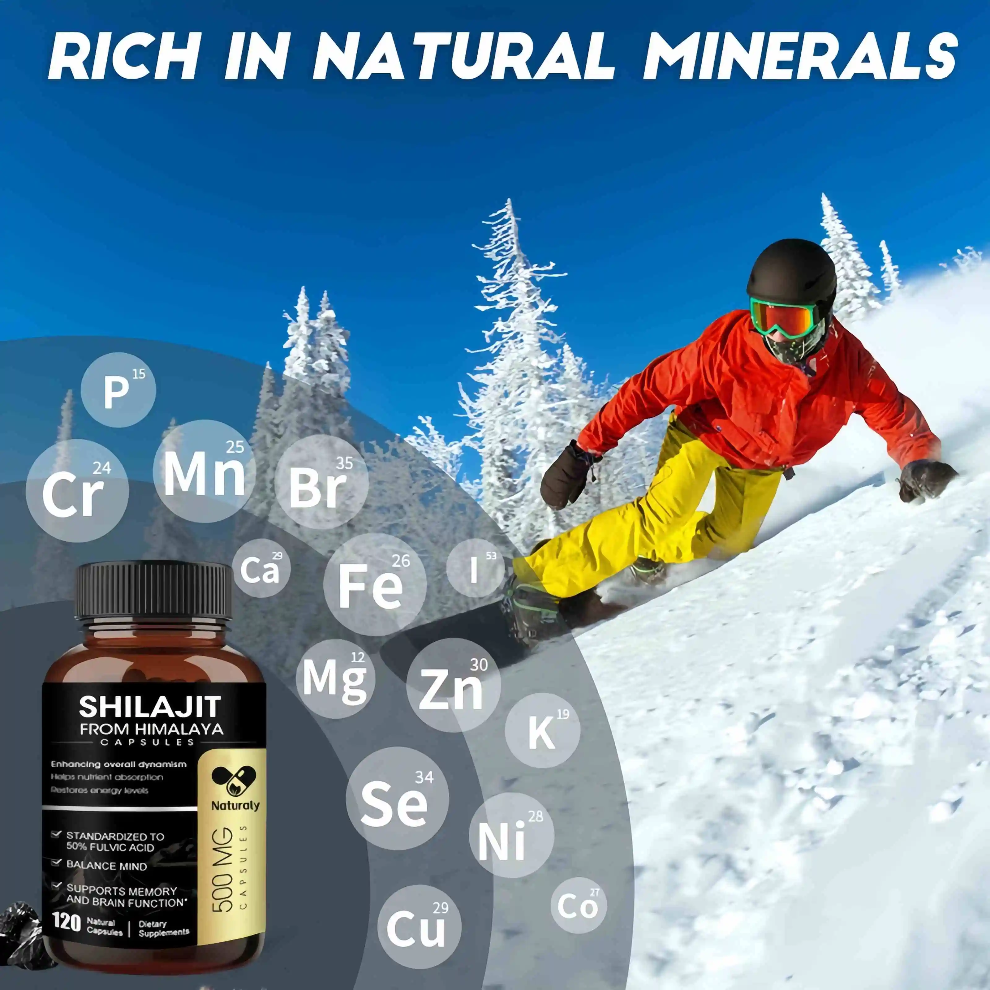 Organic Shilajits Capsules Rich in ginseng & Fulvic Acid For Male Hormone Balance Energy Supplement