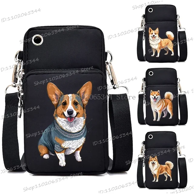 Śmieszna torebka i torebka Corgi Kobiety Mężczyźni Śliczne Anime Pies Mini torba na telefon komórkowy Shiba Inu Lover Mała torba na ramię Crossbody