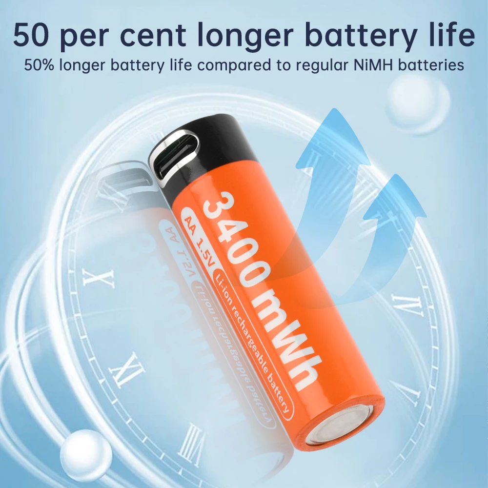 AAA AA USB بطارية قابلة للشحن Type-C 1.5 فولت بطاريات ليثيوم أيون للتحكم عن بعد ماوس مروحة صغيرة بطارية لعبة كهربائية