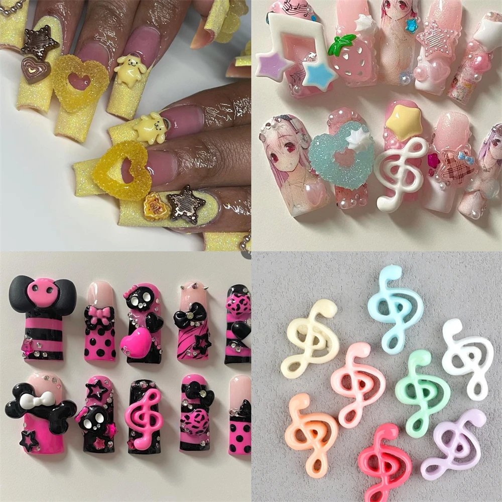 10 個かわいい Y2K 甘いカラフルな音符ネイルアートチャーム 3D 手芸部品 Diy ジャンク電話ケースヘアアクセサリー装飾