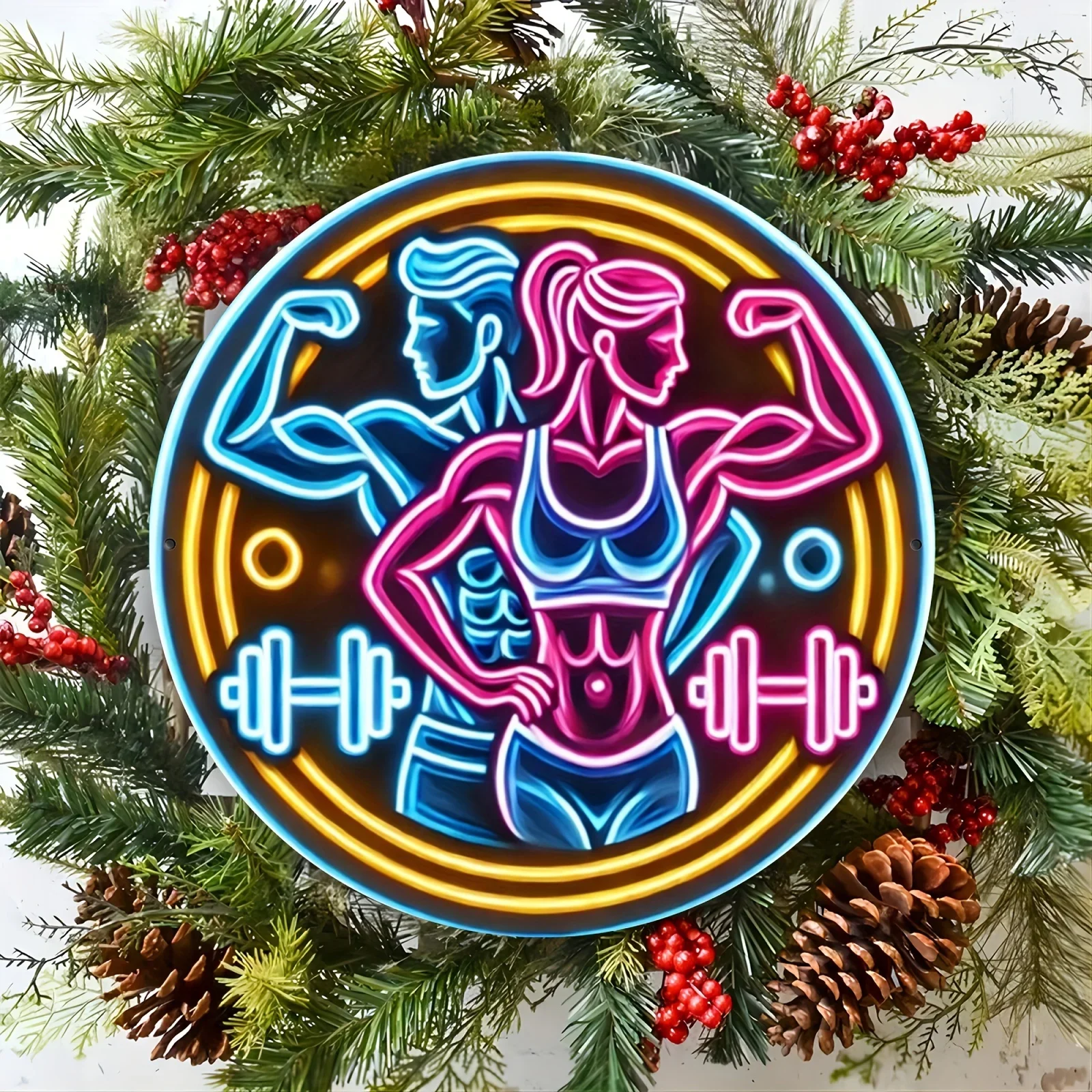 Enseigne Métallique 2D Néon Fi - Home Gym Dumbbell Workout avis et prix