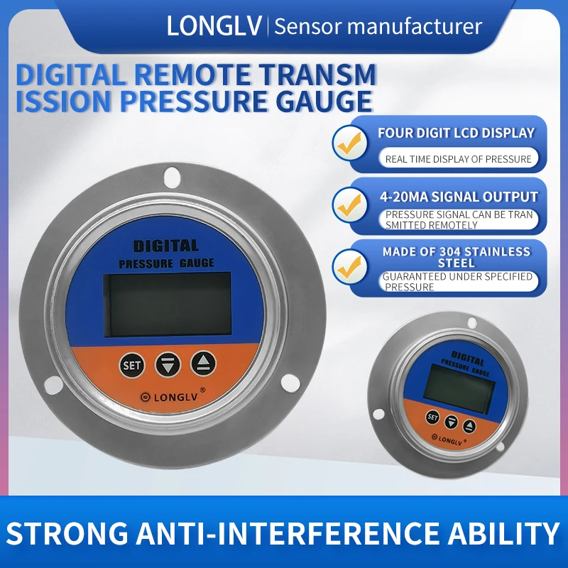 

LONGLV YL-821ZA Digital Remote Pressure Gauge Constant Pressure Water Supply Sensor Automatic Mechanical Liquid Oil Transm