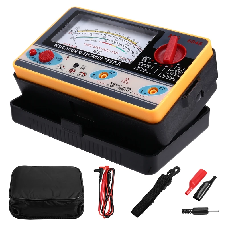 BAAG TY6045 Insulation Resistancer Digital Ohmmeter Handheld Tester Megameter 0-2000MΩ 100V/250V/500V/1000V High Accuracy