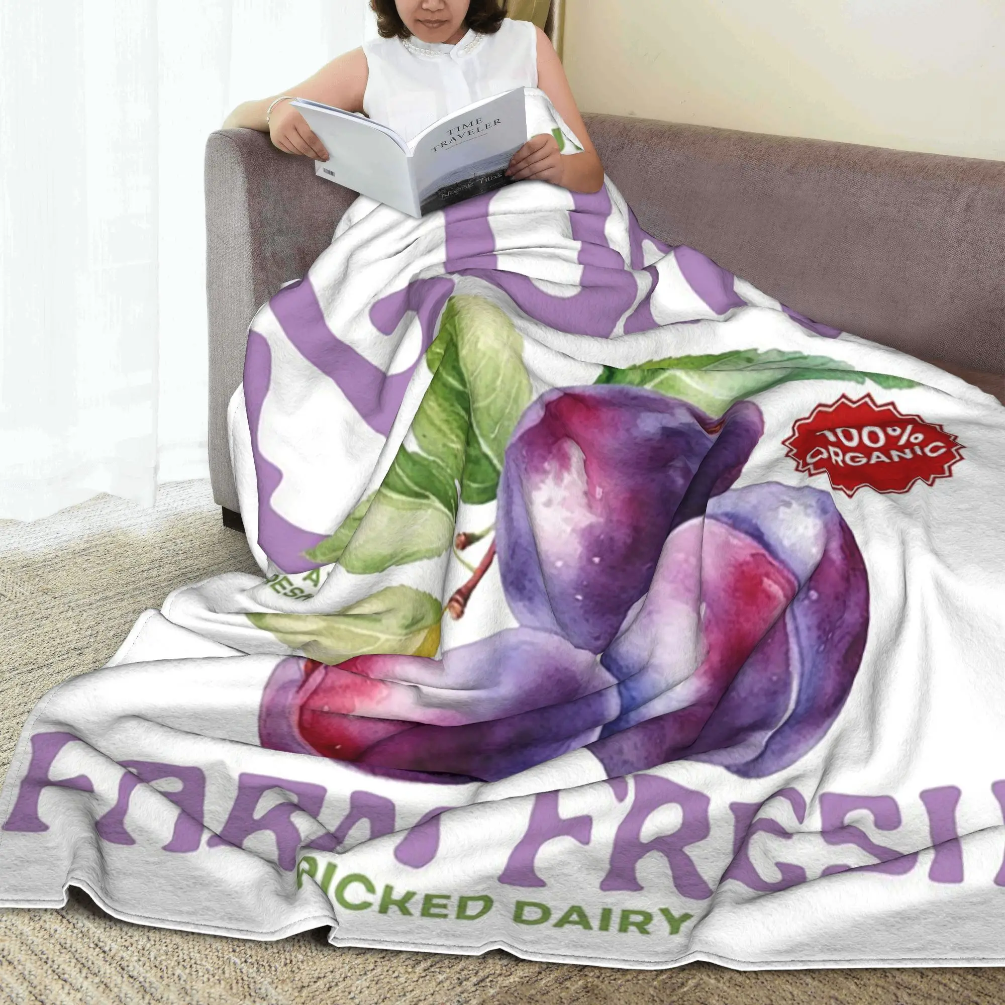 

Одеяла Plum Farm Fresh Sweet & Juicy, портативное фланелевое одеяло для дивана, постельное белье, дорожные пледы, покрывало, одеяло