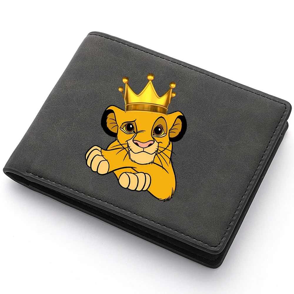 Disney Lion King-Cuero billeteras de PU para hombre, tarjetero corto, informal, monedero, 2024