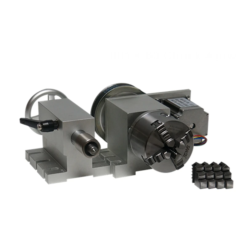 Center Height 65MM 4th A Aixs CNC Rotary Axis Tailstock MT2 3 4 Jaw Chuck 80mm for CNC Router Engraving Machine