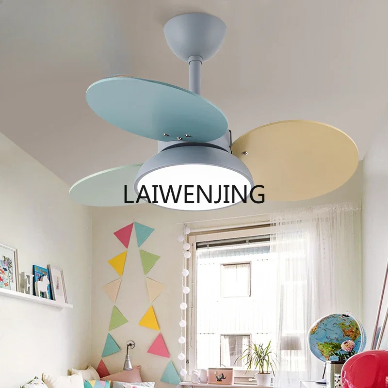 

MJY eye protection bedroom ceiling fan household with fan color macaron fan