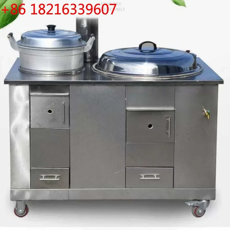 New thickened stainless steel mobile double stove outdoor stove smokeless cauldron stove