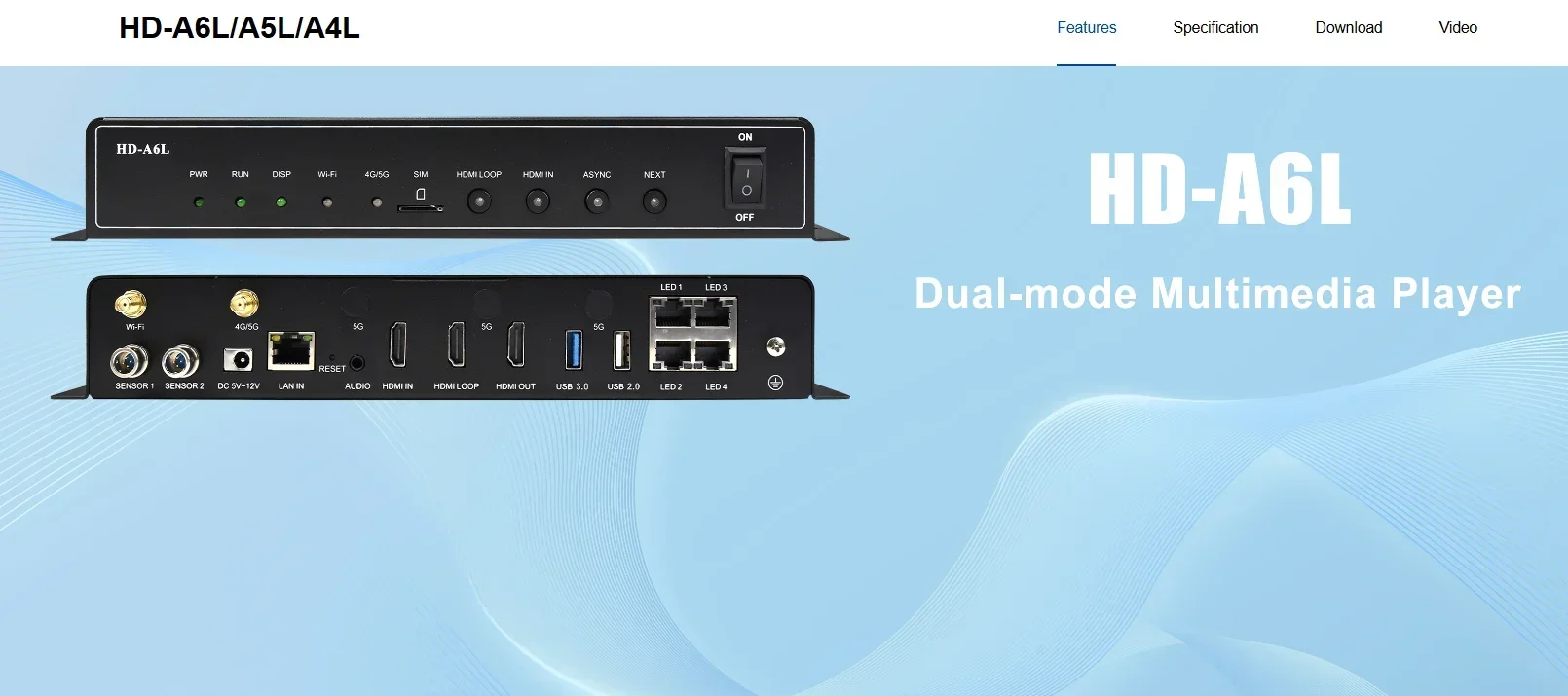 Huidu HD-A6L/A5L/A4L Dual-mode Multimedia Player Mobile APP Wireless Control For led display