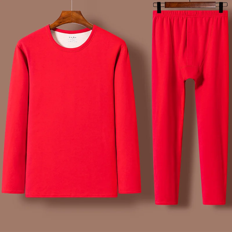 Men's Cashmere Silk Thermal Underwear Set Ultra Soft Winter Warm Fleece Lined Elastic Base Layer Round Neck Top+Bottom Pajamas