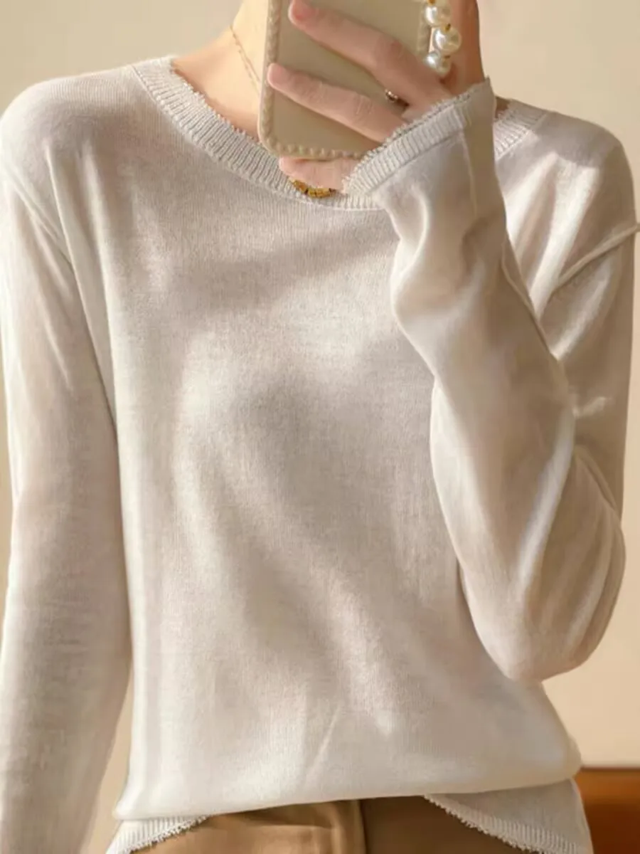 2024 Korean Version Solid Charming autumn winter women's O-neck pullover High Quality wool sweater loose Sweet Skin-friendly