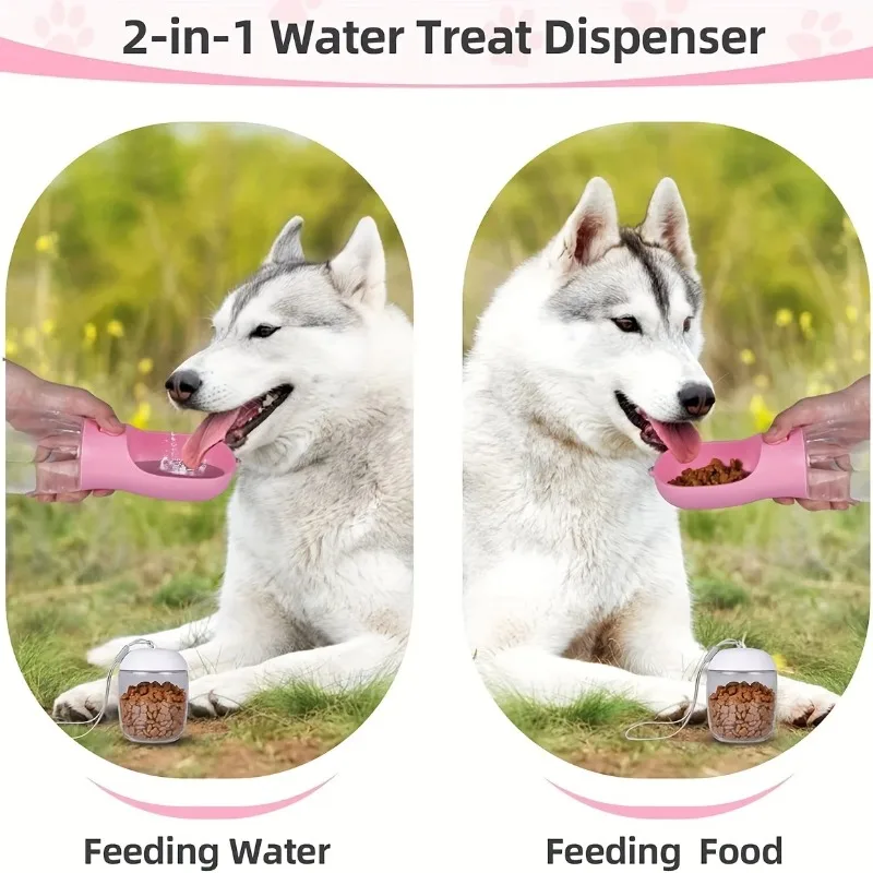 

Outdoor multifunctional dog water bottle, meets the pet’s drinking and feeding needs, leak-proof, portable and lightweight.