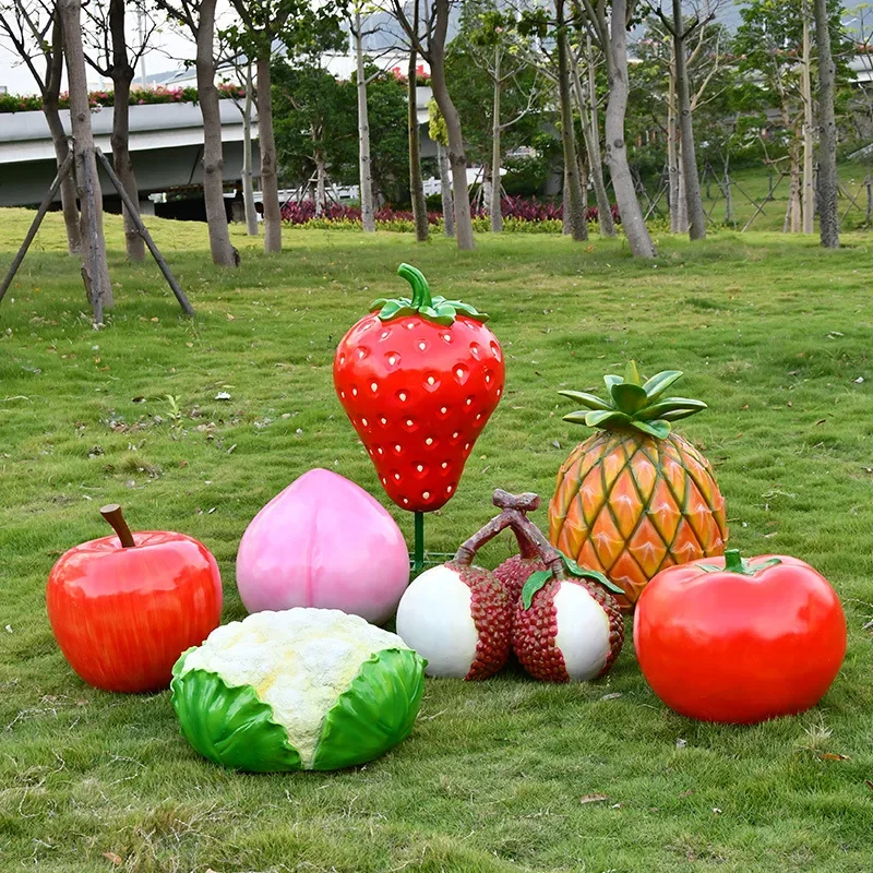 Outdoor large glass fiber reinforced plastic simulation fruit garden vegetable sculpture ecological garden farm cabbage pumpkin