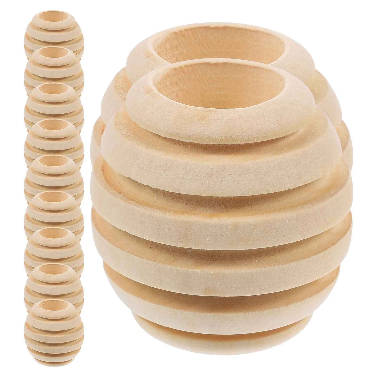 

15Pcs Wooden Beehive Thread Beads Fine Craftsmanship Decor for Car Garden Aquarium Desktop Mini Decors Natural Adornment