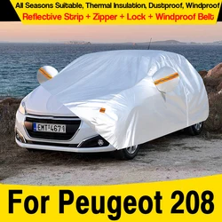 Full Car Cover Sun Anti-UV Rain Snow Scratch Resistant Dust Proof Outdoor Auto Cover For Peugeot 208 2012-2025