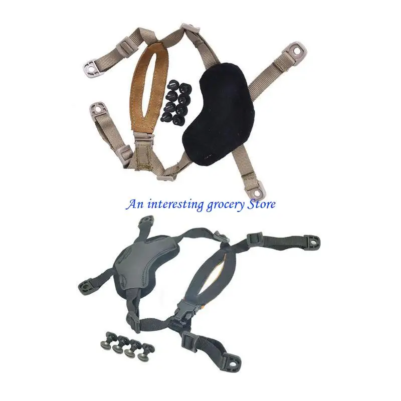 652D 4 Points Sport Helmet Retention Suspension System H-Nape Chin Strap Stable Under Rotational Forces Fixed Accessories