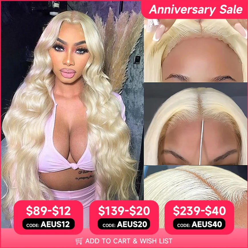 613 Blonde 5X5 Glueless Human Hair Wig Vietnamese Body Wave 13X6 HD Transparent Lace Front Pre Plucked 180% Density Ready To Go