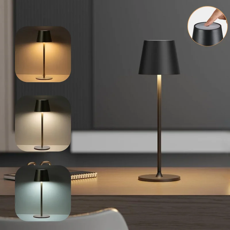 

Настольная лампа с беспроводной сенсорной светодиодной зарядкой, 3-цветная, креативная атмосферная лампа, подходящая для учебы и чтения.