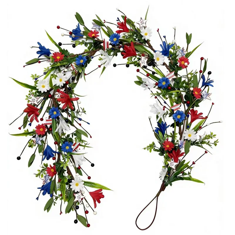 

Плетеное украшение ко Дню независимости: имитация ягод и пентаграммы, плетеное украшение ко Дню нации, декор для дома, плетеное украшение для двери