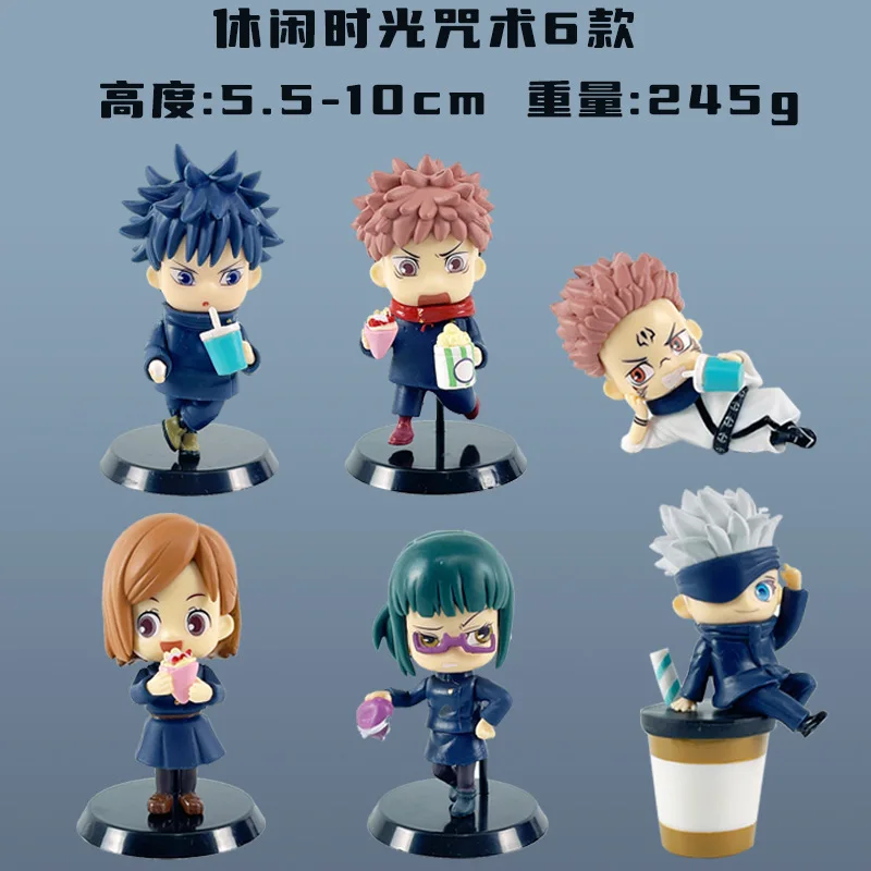 6pcs/set Jujutsu Kaisen Figures Gojo Cute Q Version Megumi Ryomen Sukuna Maki Zenin Itadori Action Figure Model Hobby Toys