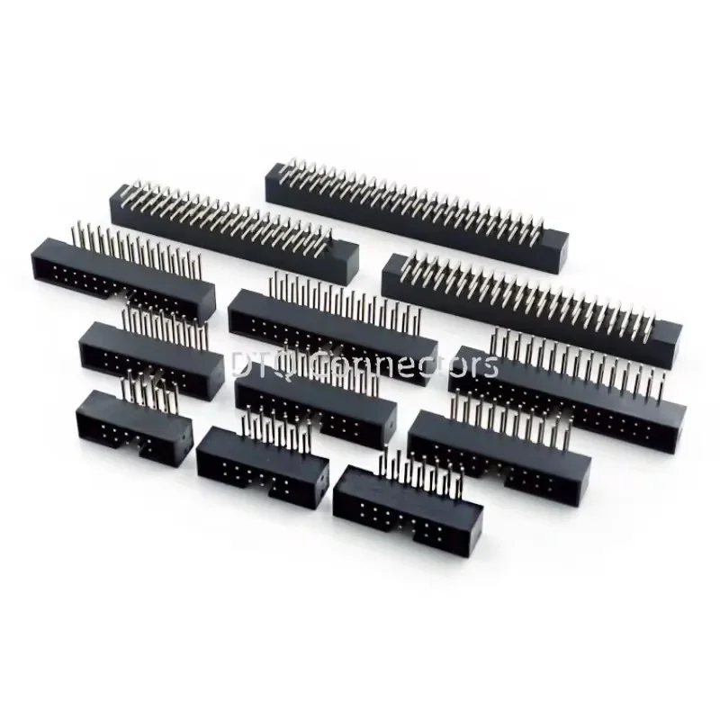 5/10Pcs Right Angle 6/10/20/26/34/40 Pin 2.54mm Pitch Male Socket Idc Box Header Pcb Connector Double Row 10p/20p/40p Dc3 Header