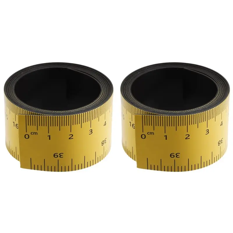 B84B-2Pcs 39.37 Inch Magnetic Ruler Flexible Magnetic Ruler Magnet Measuring Tape With Both Inches And Centimeters